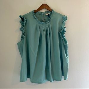 Universal Thread Turquoise Ruffle Sleeveless High Neck Blouse 4X